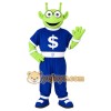 Green Blue Money Alien Mascot Costume Green Blue Money Alien Mascot Costume