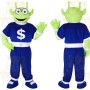 Green Blue Money Alien Mascot Costume