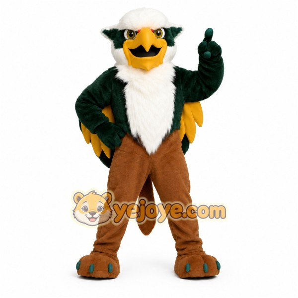 Green White Yellow Brown Eagle Mascot Costume