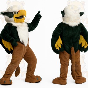 Green White Yellow Brown Eagle Mascot Costume