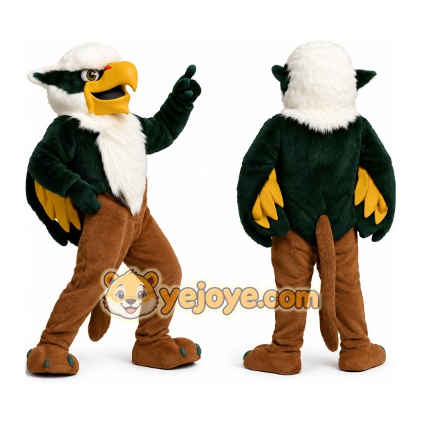 Green White Yellow Brown Eagle Mascot Costume