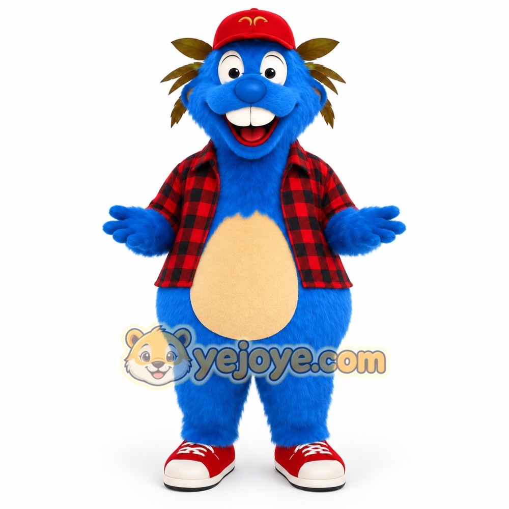 Blue Red Plaid Monster Mascot Costume