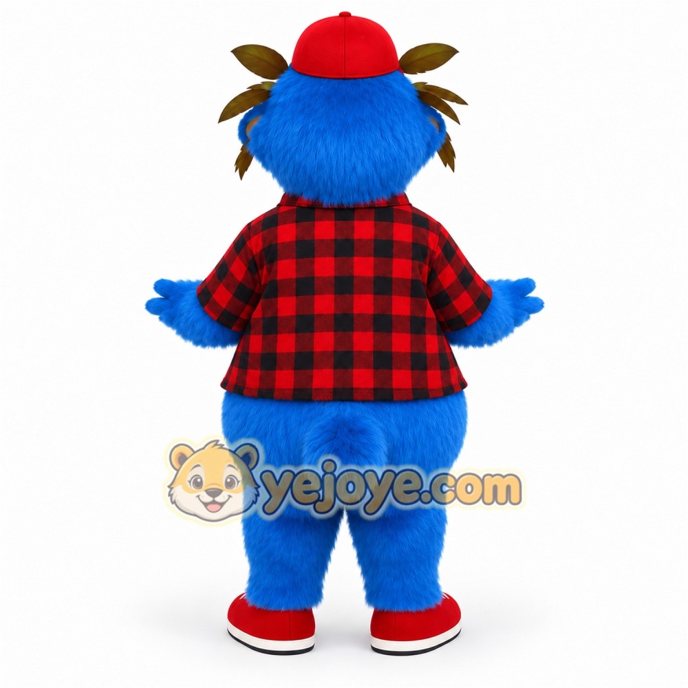 Blue Red Plaid Monster Mascot Costume