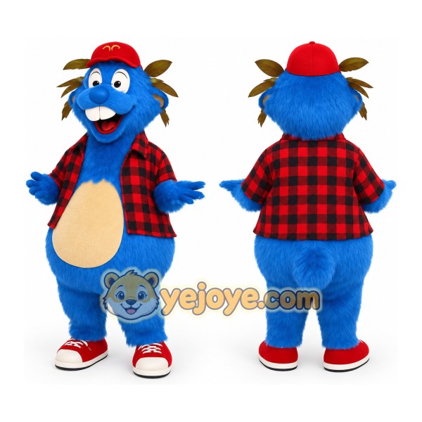 Blue Red Plaid Monster Mascot Costume