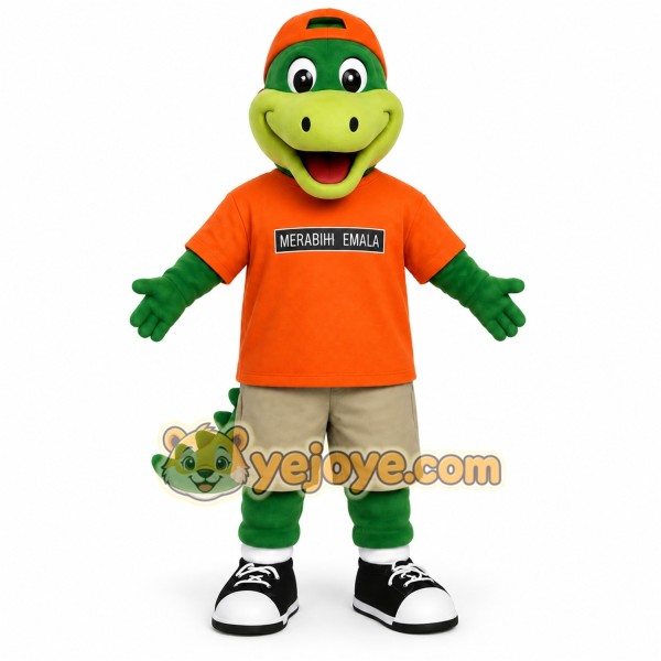 Green Orange Khaki Alligator Mascot Costume Green Orange Khaki Alligator Mascot Costume