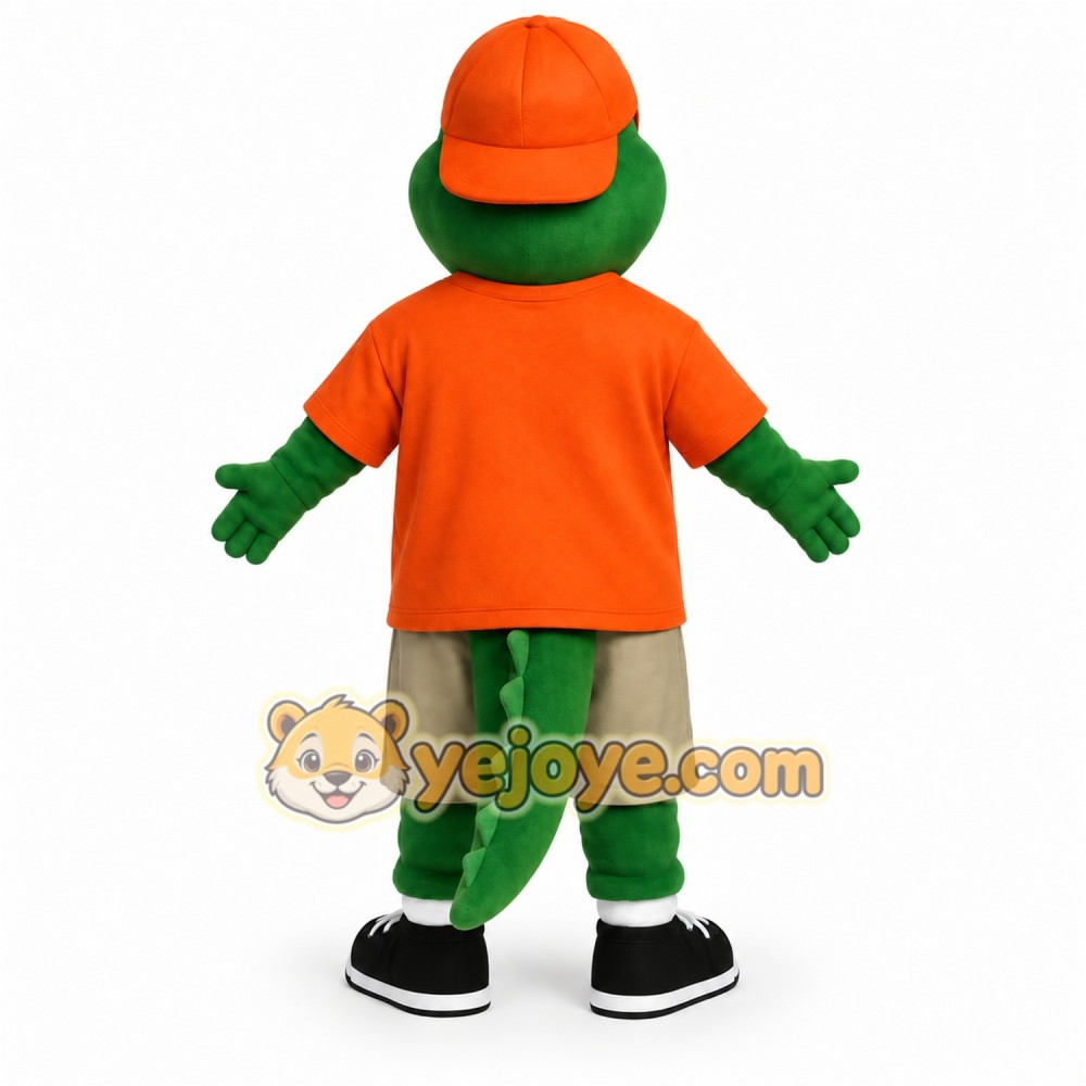 Green Orange Khaki Alligator Mascot Costume