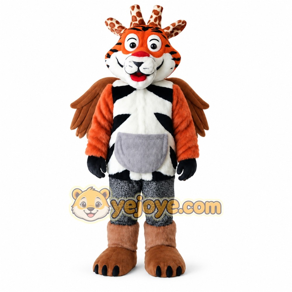 Orange Brown Winged Tiger Mascot Costume Orange Brown Winged Tiger Mascot Costume