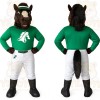 Brown Green White Racehorse Mascot Costume