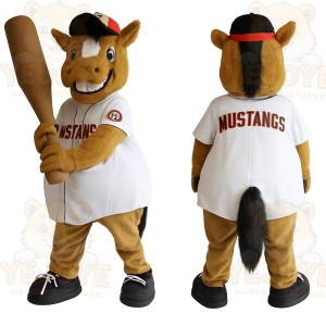 Brown White Baseball Horse Mascot Costume