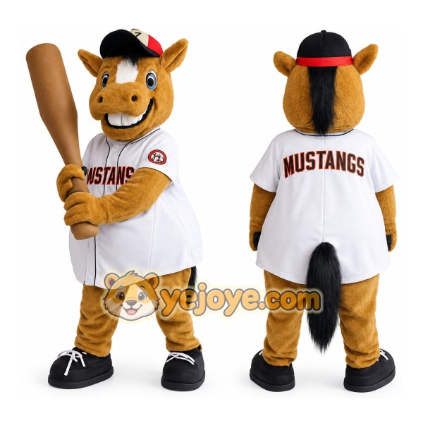 Brown White Baseball Horse Mascot Costume