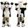 Black White Cow With Blue Goggles Mascot Costume