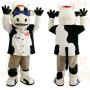 Black White Cow With Blue Goggles Mascot Costume