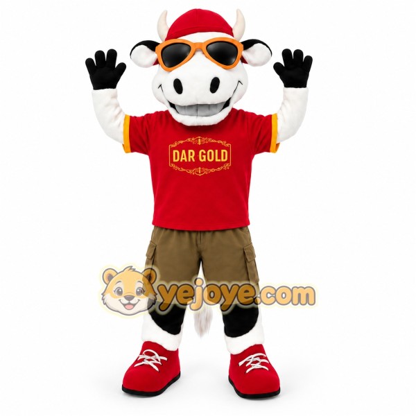 White Black Red Cow Mascot Costume White Black Red Cow Mascot Costume