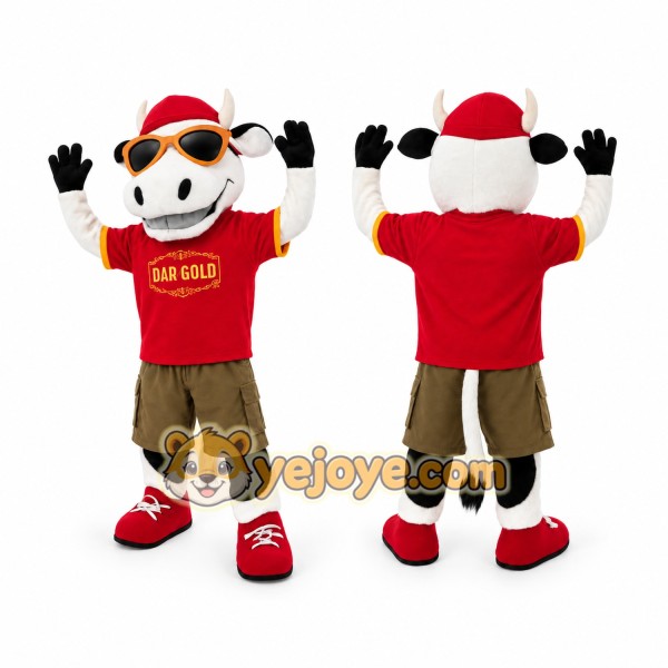 White Black Red Cow Mascot Costume