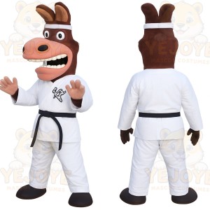 Brown White Karate Donkey Mascot Costume