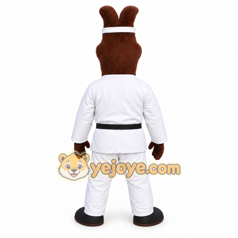 Brown White Karate Donkey Mascot Costume Brown White Karate Donkey Mascot Costume