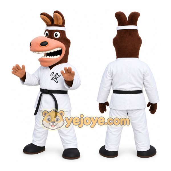 Brown White Karate Donkey Mascot Costume