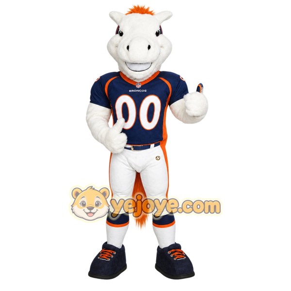 White Navy Orange Football Horse Mascot Costume
