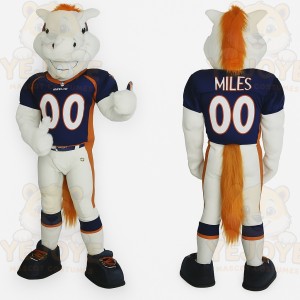 White Navy Orange Football Horse Mascot Costume