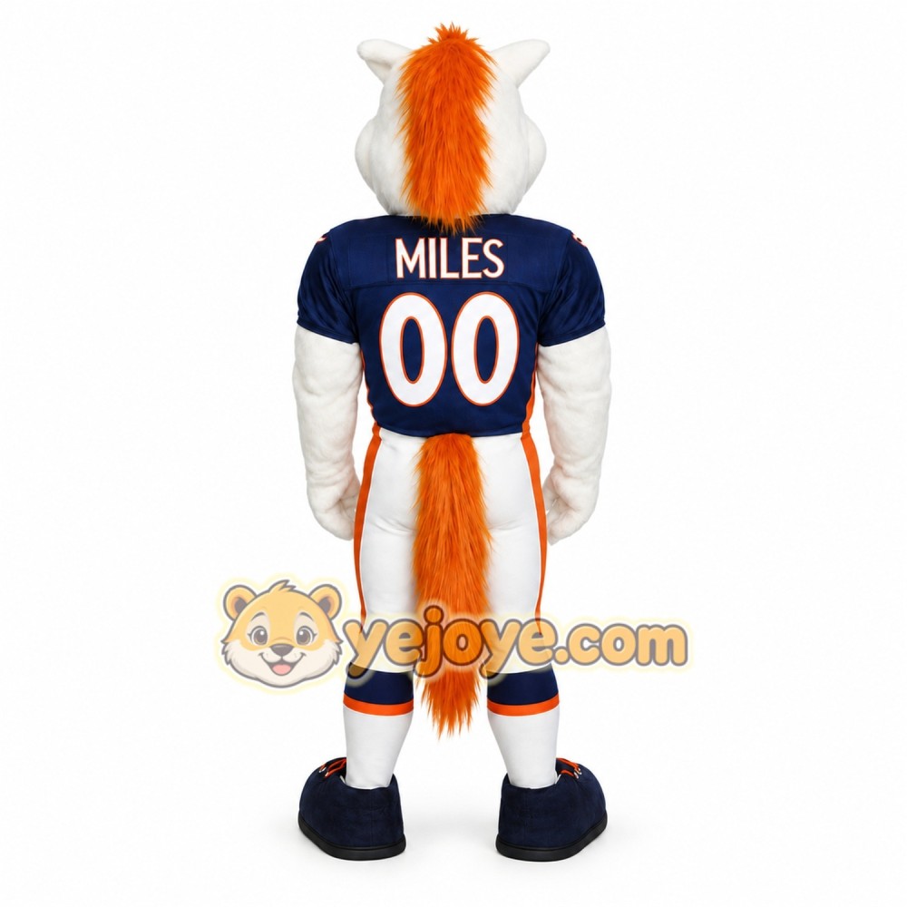 White Navy Orange Football Horse Mascot Costume White Navy Orange Football Horse Mascot Costume