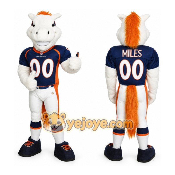 White Navy Orange Football Horse Mascot Costume