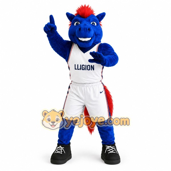 Blue Red Basketball Horse Mascot Costume