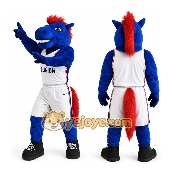 Blue Red Basketball Horse Mascot Costume
