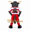 Gray Red White Soccer Bull Mascot Costume Gray Red White Soccer Bull Mascot Costume