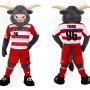 Gray Red White Soccer Bull Mascot Costume