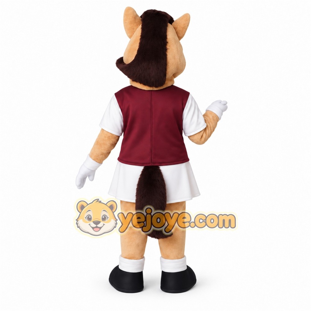 Tan Brown Burgundy White Horse Mascot Costume Tan Brown Burgundy White Horse Mascot Costume