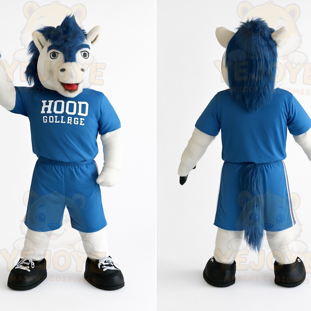 Blue White Horse Mascot Costume