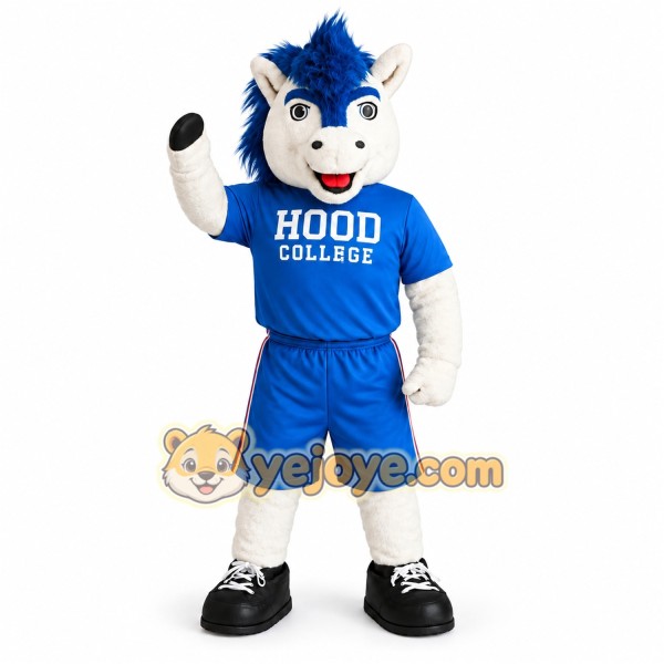 Blue White Horse Mascot Costume