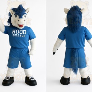Blue White Horse Mascot Costume