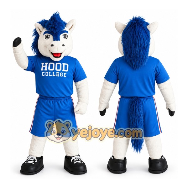 Blue White Horse Mascot Costume