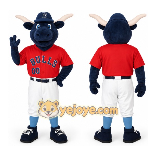 Navy Red White Bull Baseball Mascot Costume