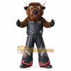 Brown Black Biker Bull Mascot Costume Brown Black Biker Bull Mascot Costume