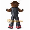 Brown Black Biker Bull Mascot Costume Brown Black Biker Bull Mascot Costume
