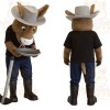 Brown Black Blue Cowboy Donkey Mascot Costume