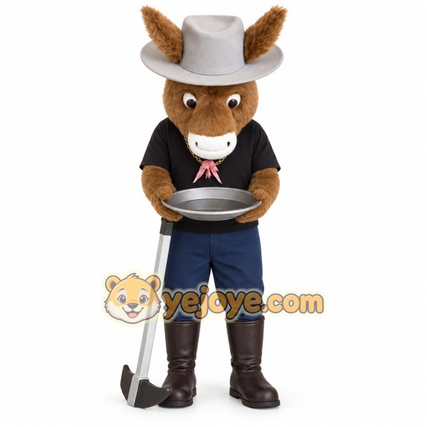 Brown Black Blue Cowboy Donkey Mascot Costume Brown Black Blue Cowboy Donkey Mascot Costume