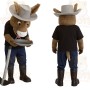 Brown Black Blue Cowboy Donkey Mascot Costume