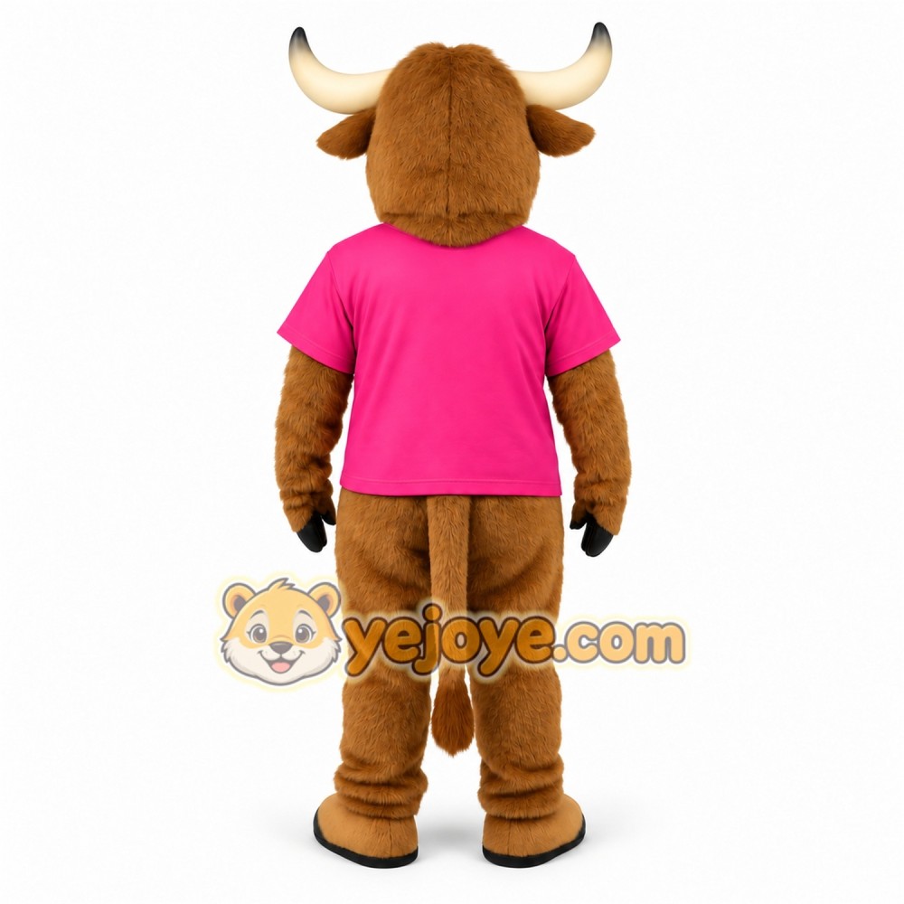Brown Pink Longhorn Bull Mascot Costume Brown Pink Longhorn Bull Mascot Costume
