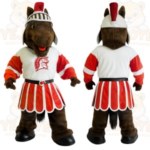 Brown Red White Trojan Horse Mascot Costume
