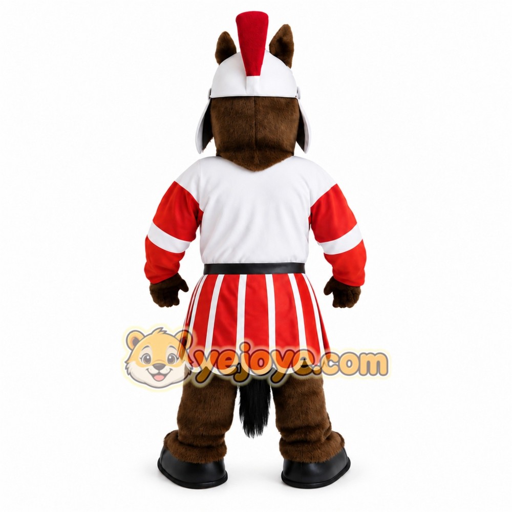 Brown Red White Trojan Horse Mascot Costume Brown Red White Trojan Horse Mascot Costume