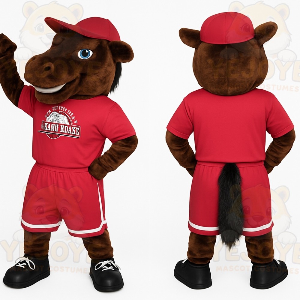 Brown Red Horse Mascot Costume