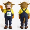 Brown Yellow Navy Cow Mascot Costume