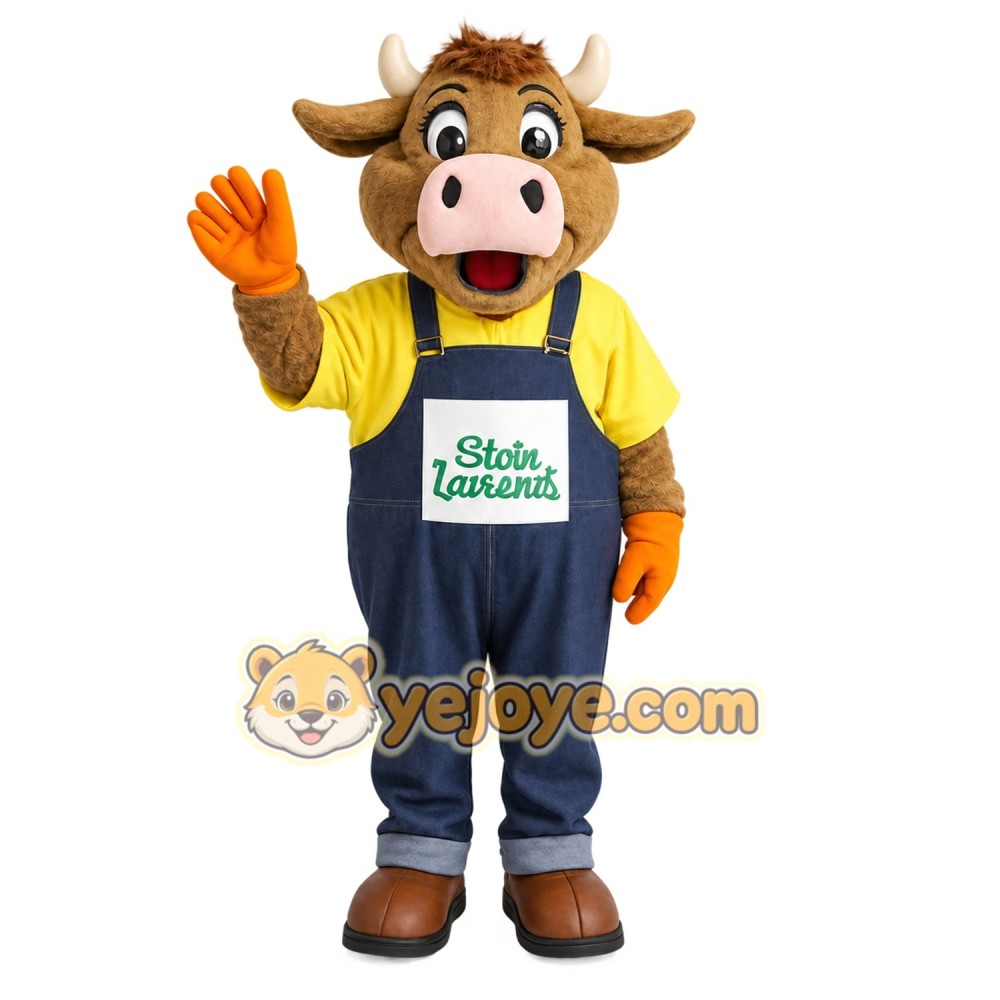 Brown Yellow Navy Cow Mascot Costume Brown Yellow Navy Cow Mascot Costume