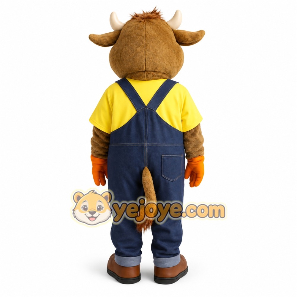 Brown Yellow Navy Cow Mascot Costume Brown Yellow Navy Cow Mascot Costume
