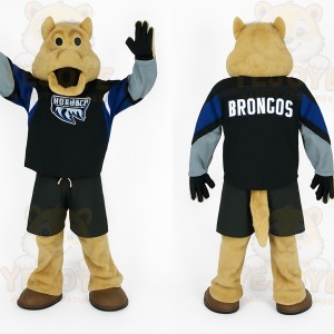 Tan Black Blue Bronco Horse Mascot Costume