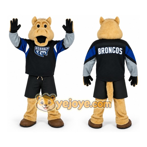 Tan Black Blue Bronco Horse Mascot Costume