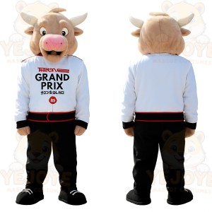Tan White Black Bull Mascot Costume